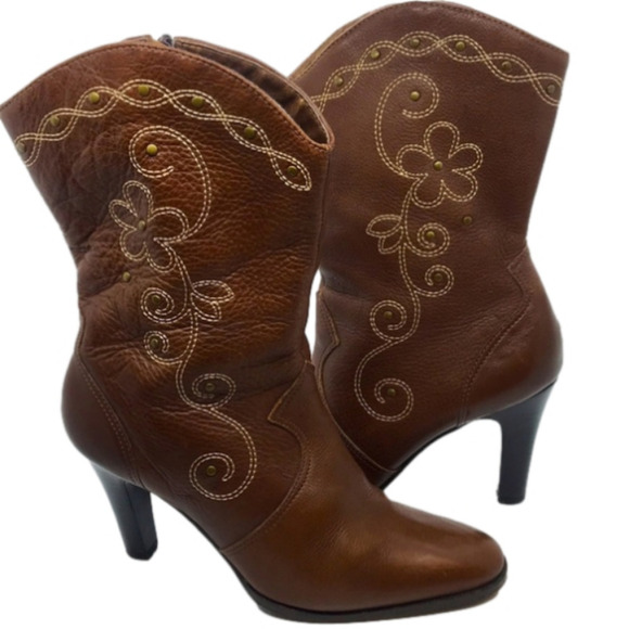 𝅺Matisse Western Leather Mid Calf Boots 6.5M - Picture 1 of 14